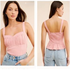 FREE PEOPLE womans Sasha Corset Top Pink Sleeveless blouse top size M